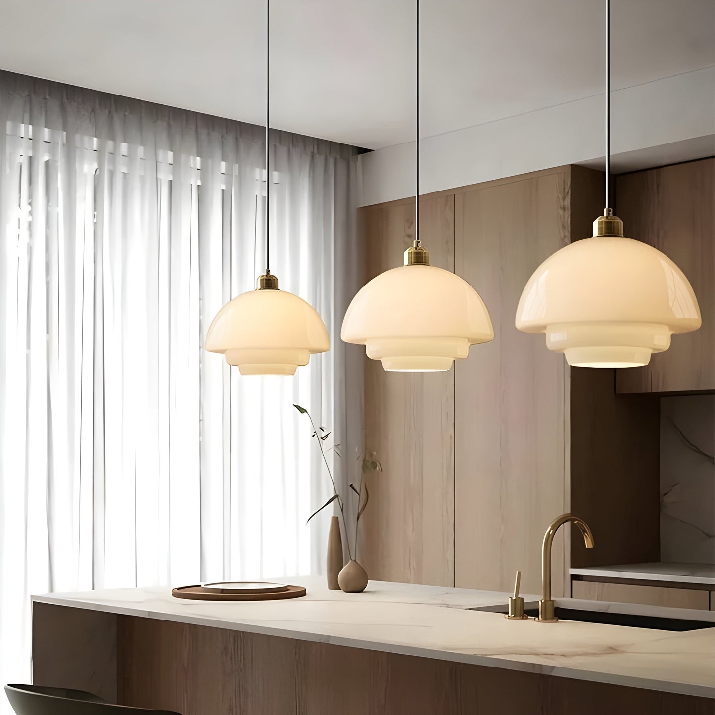 Simple White Glass Pendant Light
