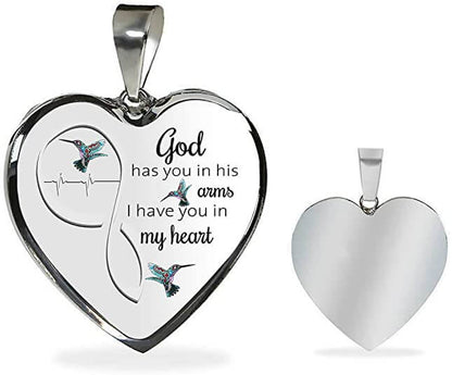 God Has You in His Arms Hummingbird Necklace