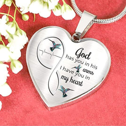 God Has You in His Arms Hummingbird Necklace