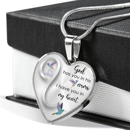 God Has You in His Arms Hummingbird Necklace