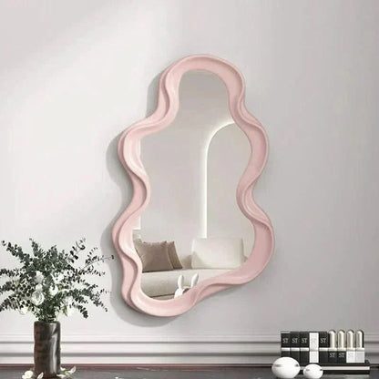 White Round Hanging Wall Mirror for Living Room