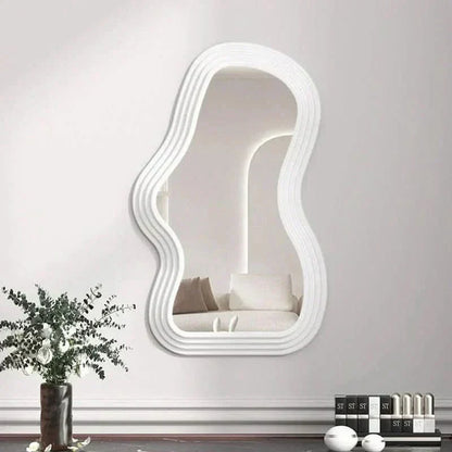 White Round Hanging Wall Mirror for Living Room
