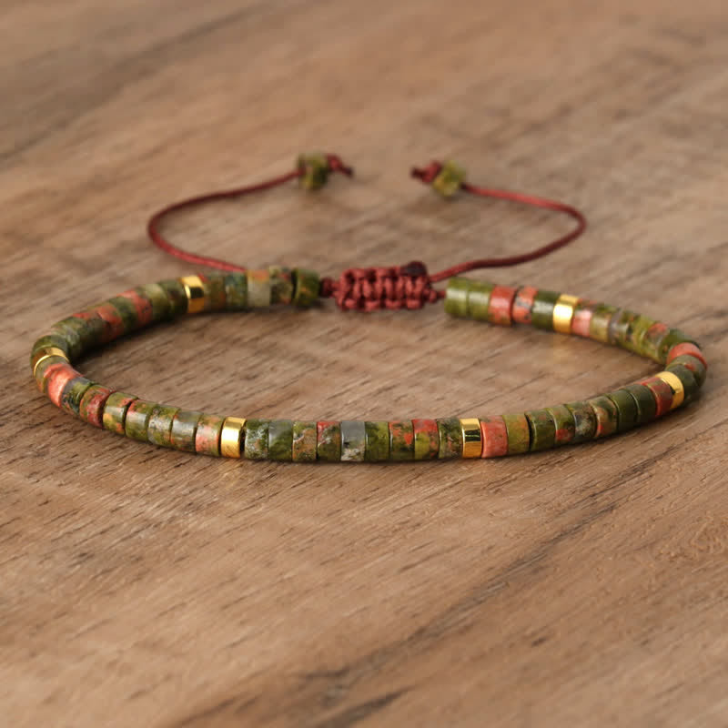 Bohemian Stone Beaded Bracelet with Natural Rollers