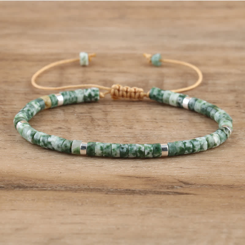 Bohemian Stone Beaded Bracelet with Natural Rollers