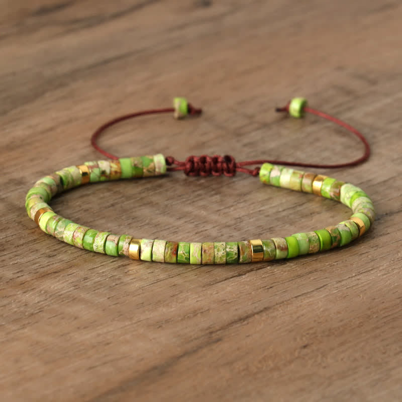 Bohemian Stone Beaded Bracelet with Natural Rollers
