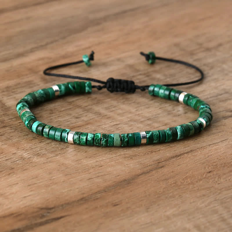 Bohemian Stone Beaded Bracelet with Natural Rollers