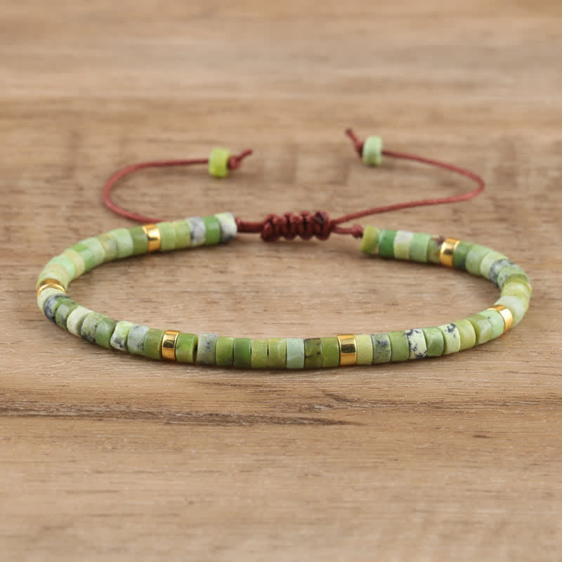 Bohemian Stone Beaded Bracelet with Natural Rollers