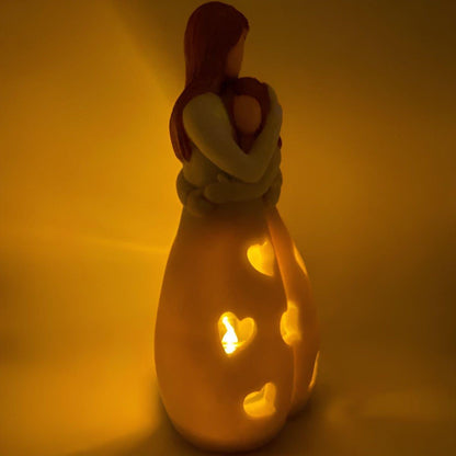 Warm Mother Daughter Figure Candle Holder