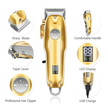 Premium Cordless Gold Mens Hair Trimmer Kit