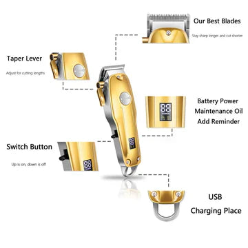 Premium Cordless Gold Mens Hair Trimmer Kit