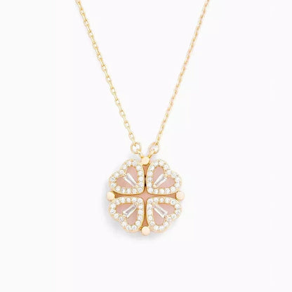 Heart Necklace with Convertible Pendant and Sparkling Lucky Motif