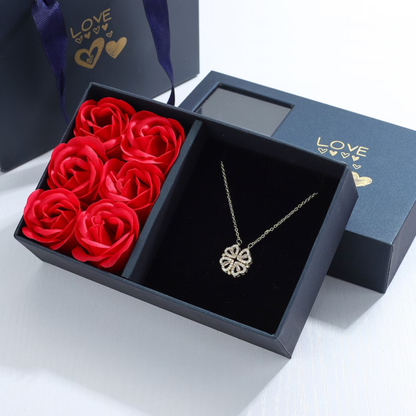 Heart Necklace with Convertible Pendant and Sparkling Lucky Motif