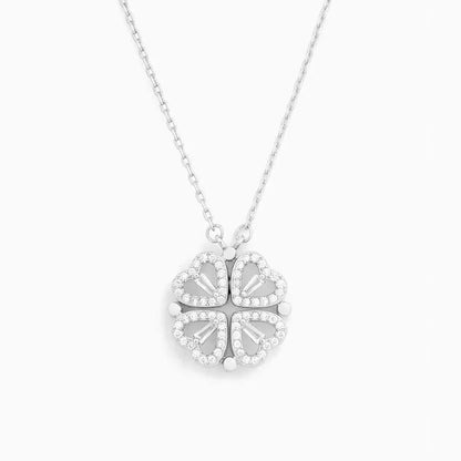 Heart Necklace with Convertible Pendant and Sparkling Lucky Motif