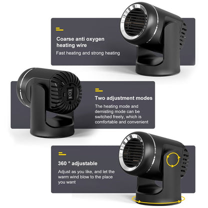 Portable Auto Heater with 360° Swivel & Safety Guard