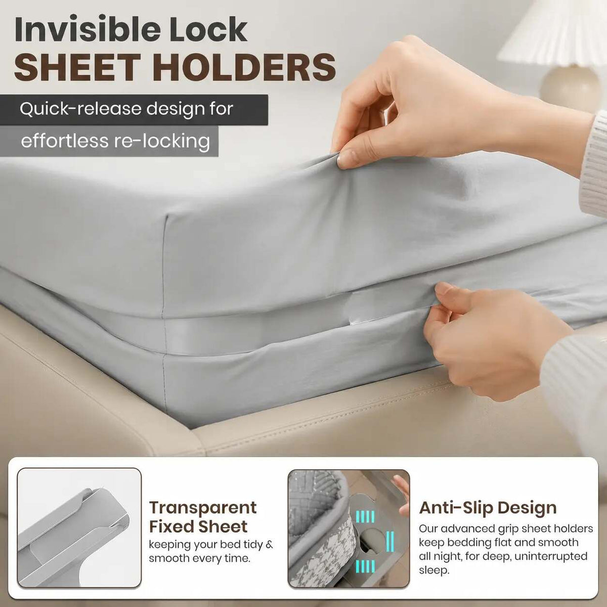 Heavy-Duty Bed Sheet Clips - Invisible Corner Fasteners