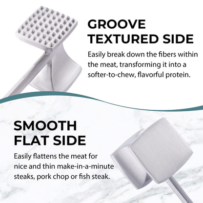 Heavy-Duty Stainless Steel Dual-Sided Meat Tenderizer with Ergonomic Non-Slip Handle