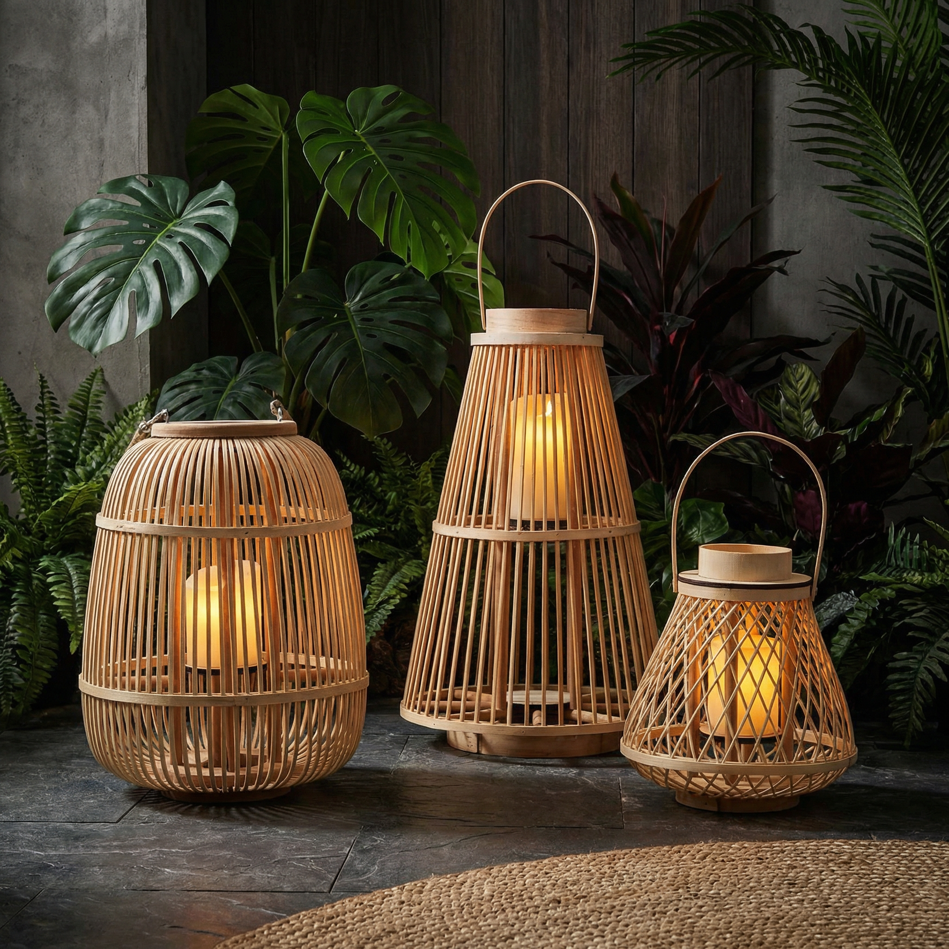 Natural Woven Outdoor Lanterns - Cofik