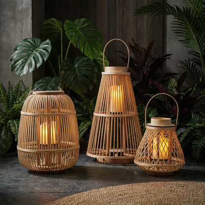 Natural Woven Outdoor Lanterns - Cofik