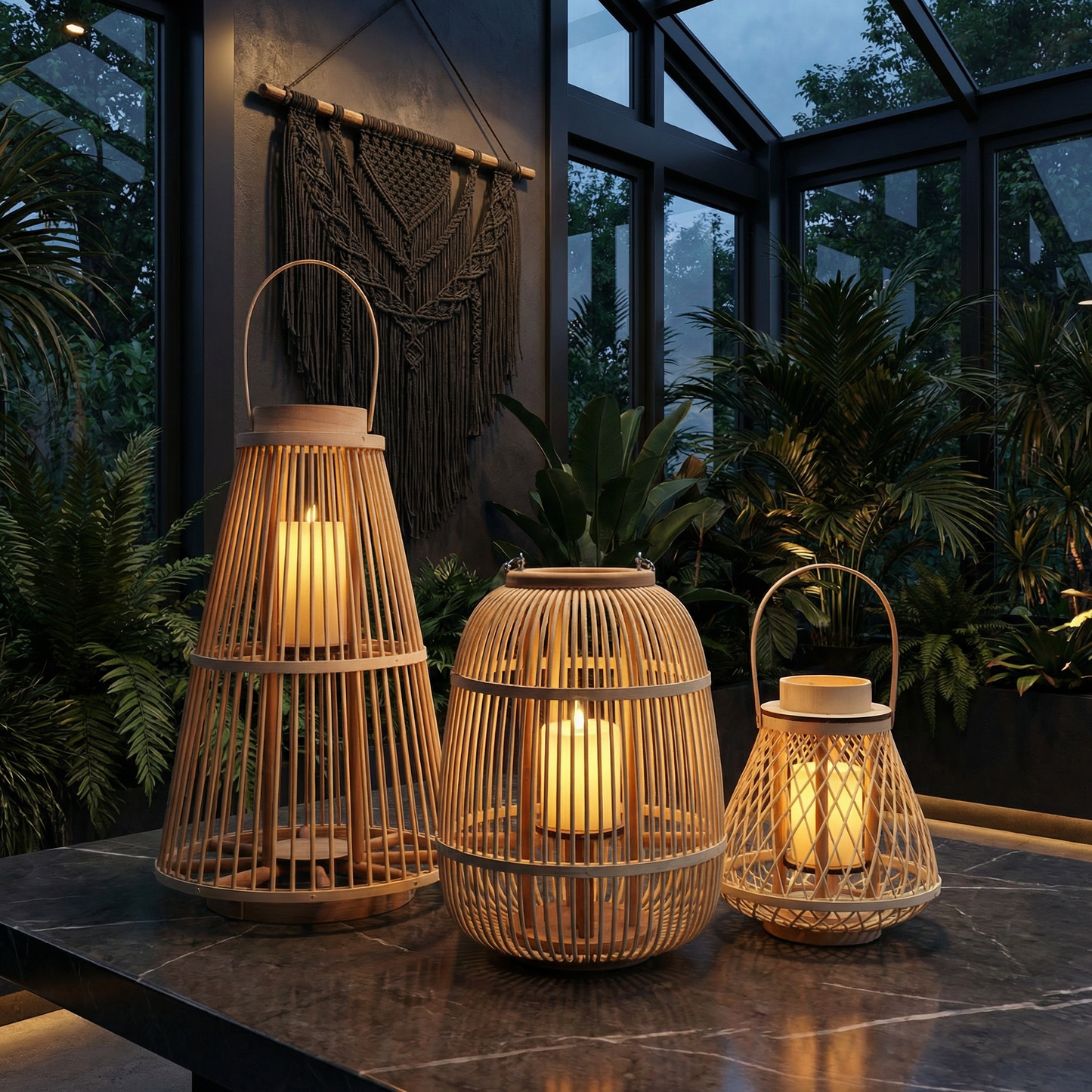 Natural Woven Outdoor Lanterns