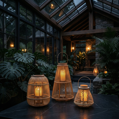 Natural Woven Outdoor Lanterns