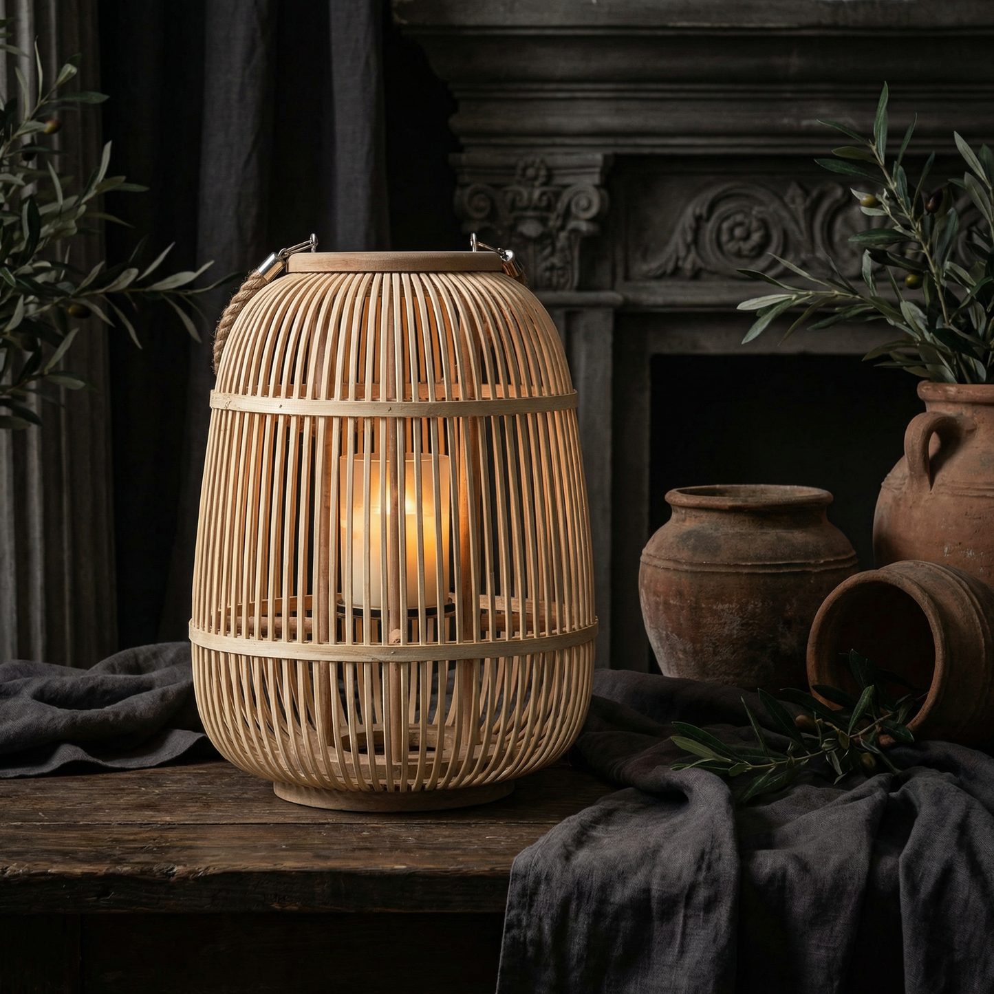 Natural Woven Outdoor Lanterns
