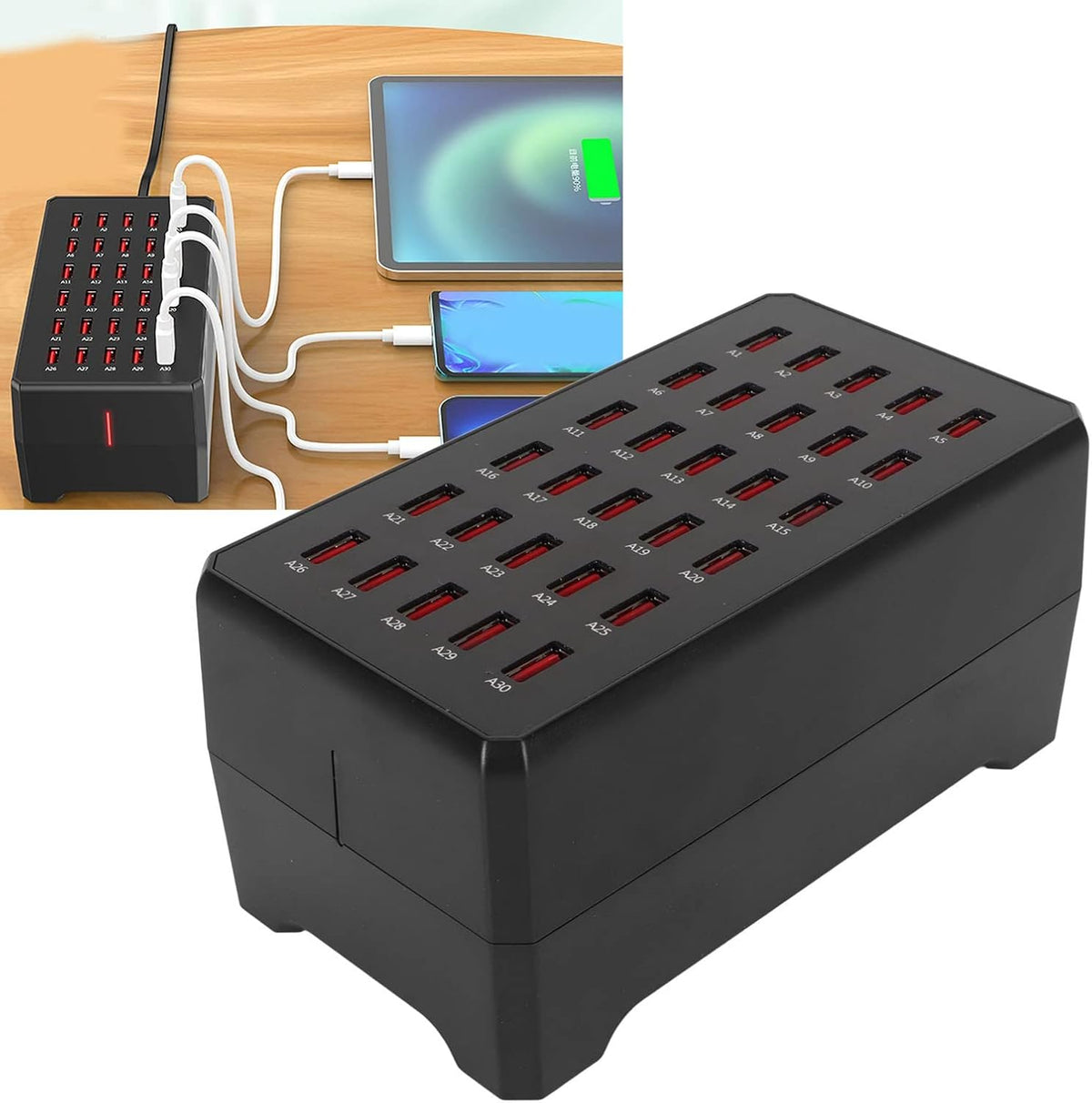 Compact 6 Port USB Charger Hub Station