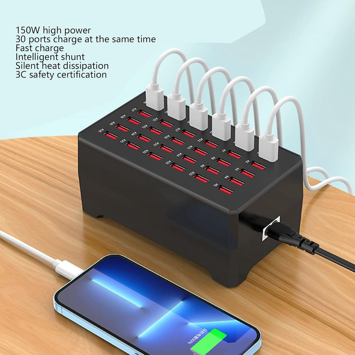 Compact 6 Port USB Charger Hub Station