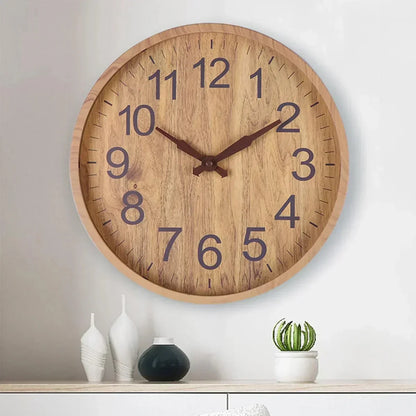 Quiet Wooden Wall Clock with Rustic Style