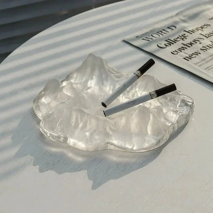 Frosty Glass Mountain Ashtray Decor