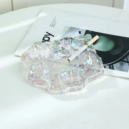 Frosty Glass Mountain Ashtray Decor