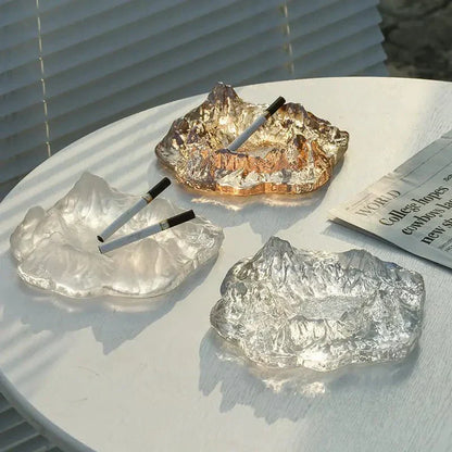 Frosty Glass Mountain Ashtray Decor