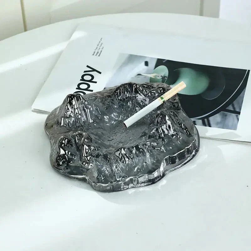Frosty Glass Mountain Ashtray Decor