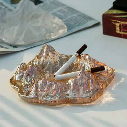 Frosty Glass Mountain Ashtray Decor