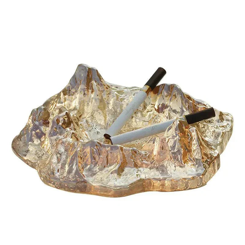 Frosty Glass Mountain Ashtray Decor