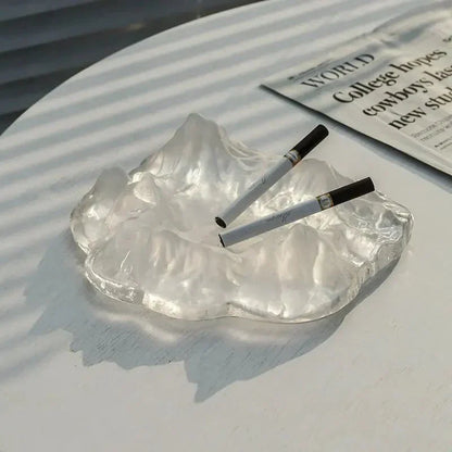 Frosty Glass Mountain Ashtray Decor