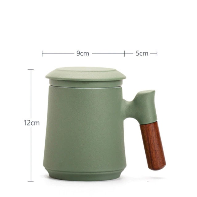 Traditional Japanese Clay Tea Cup Set with Infuser