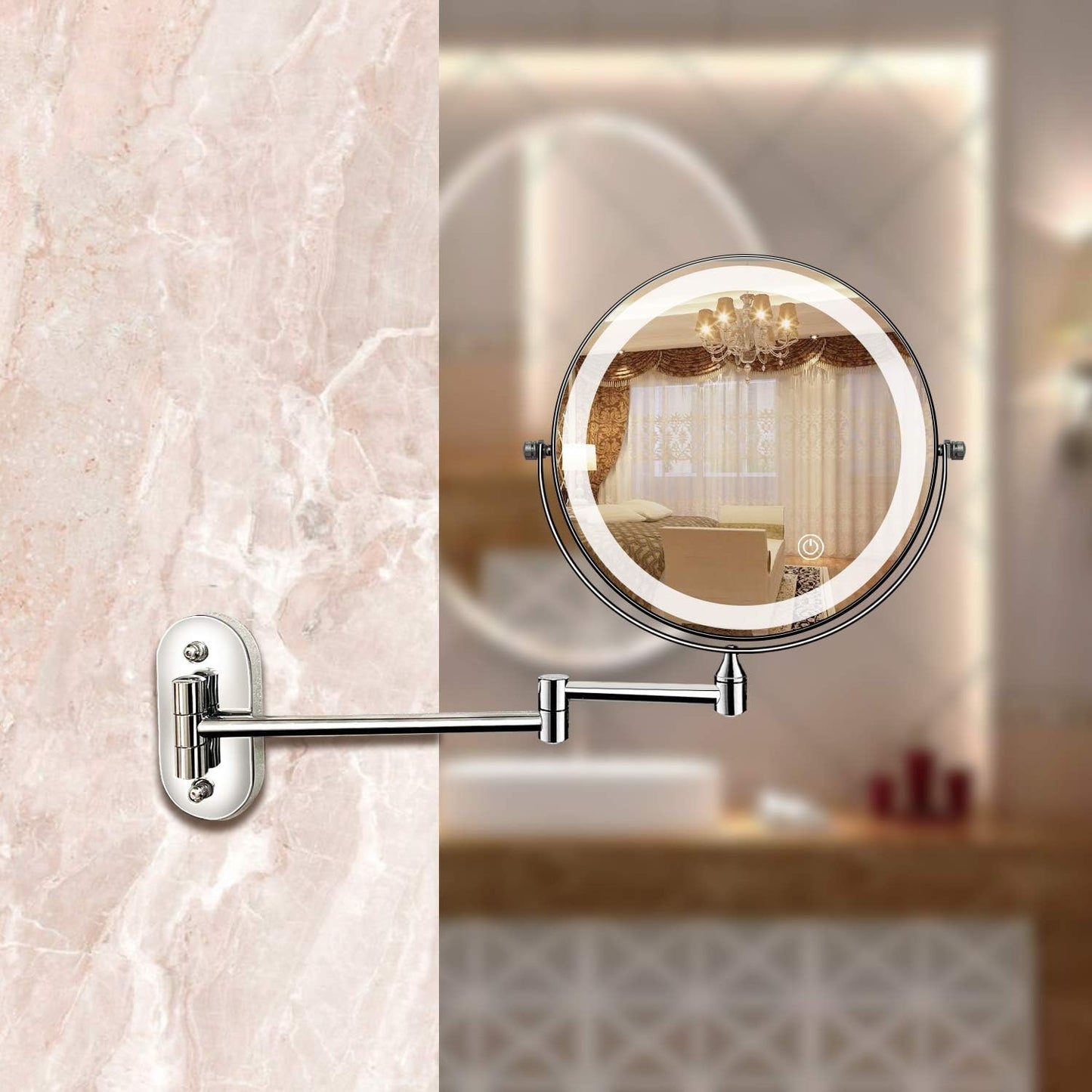 Stylish LED Lighted Mirror with Chrome Finish