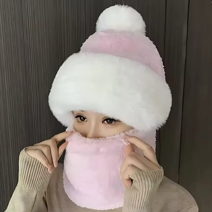 Warm Faux Fur Beanie Scarf Set