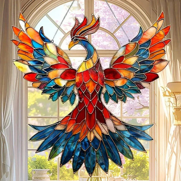 Colorful Bird Window Decor