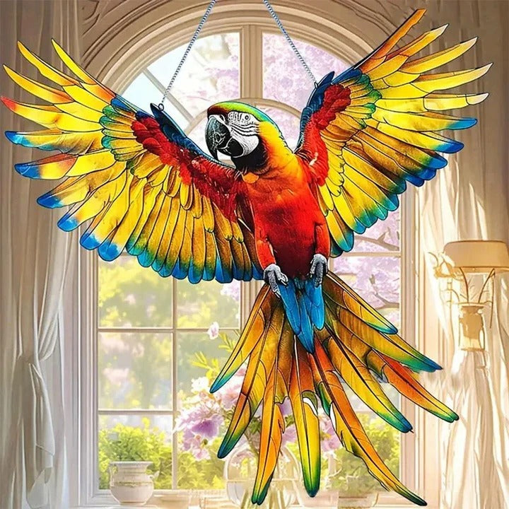 Colorful Bird Window Decor