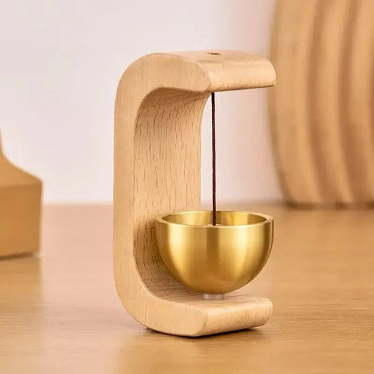 Wireless Door Chime with Metal Bell and Wood Base - Cofik