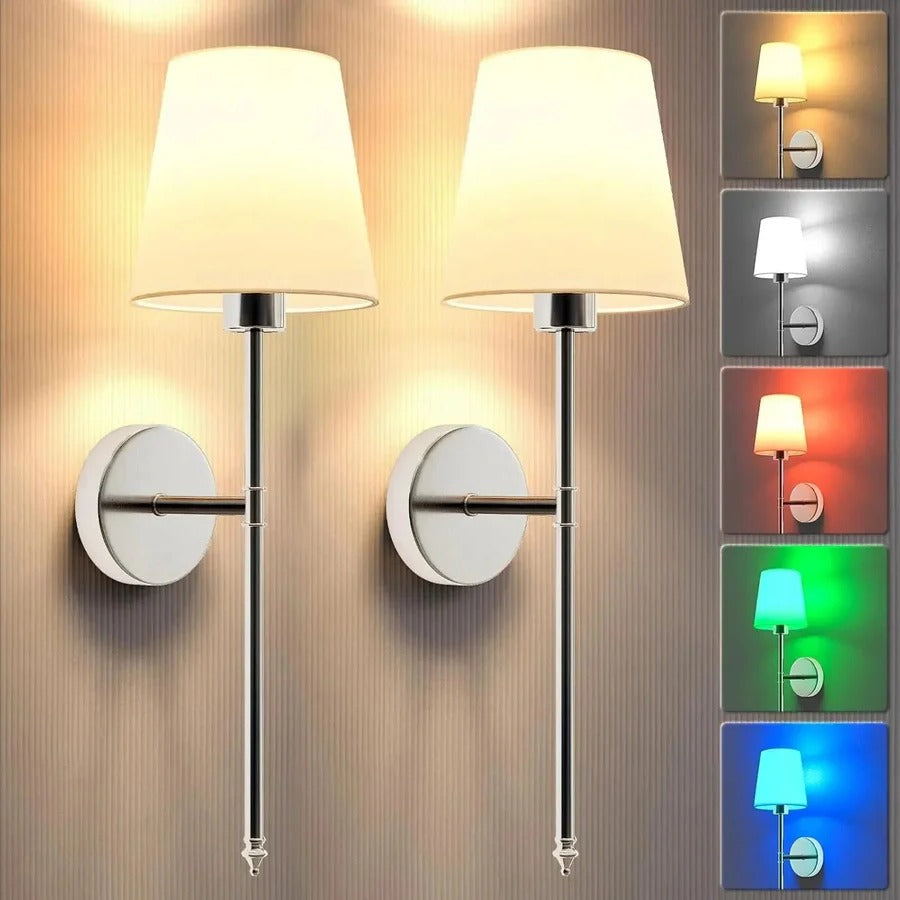 Battery Powered LED Wall Lights (Pair)