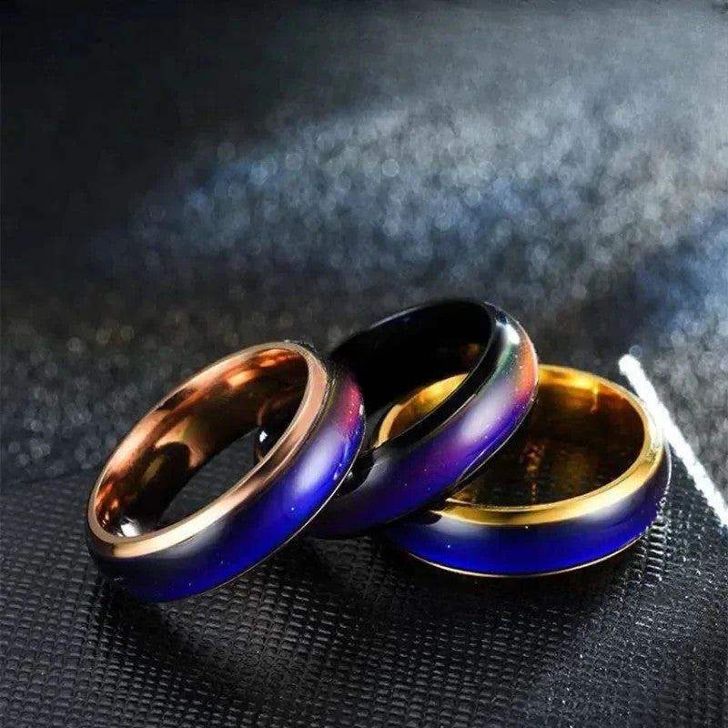 Shiny Silver Tone Mood Ring - Cofik