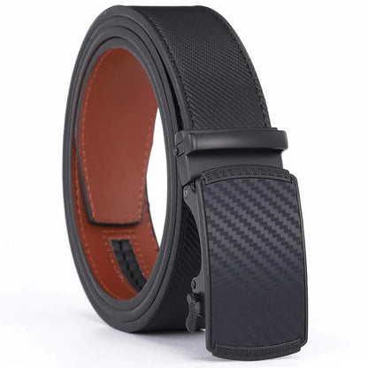 Premium Brown Leather Belt with Easy Buckle - Cofik