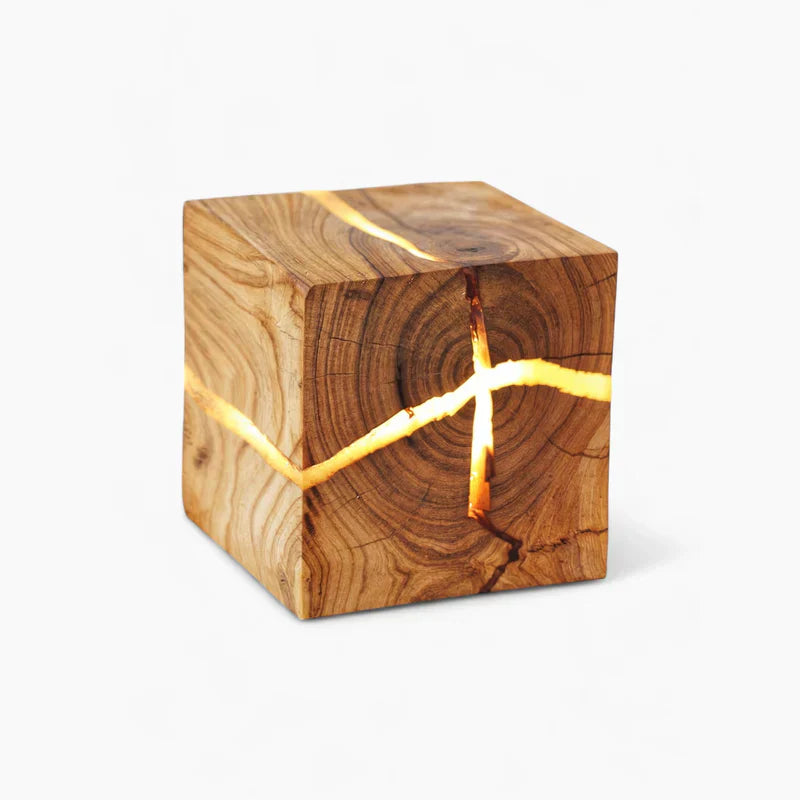 Vintage Distressed Wooden Table Lamp