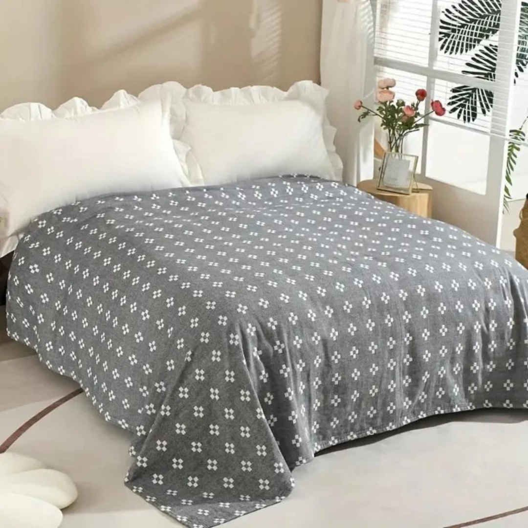 Soft Grey Patterned Throw Blanket