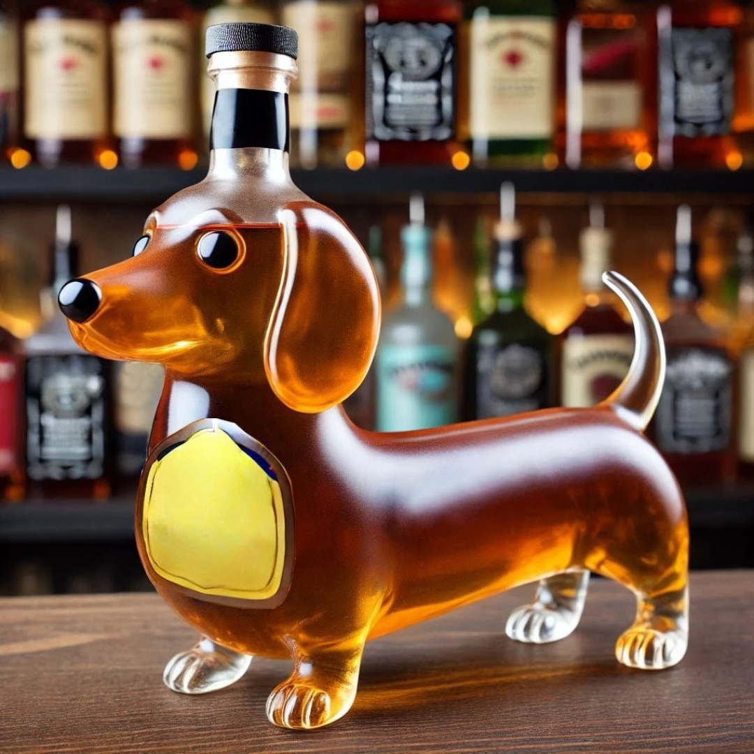 Crystal Liquor Decanter with Puppy Pattern