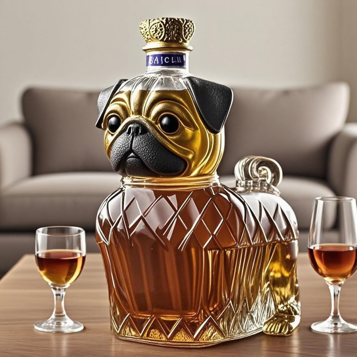 Crystal Liquor Decanter with Puppy Pattern
