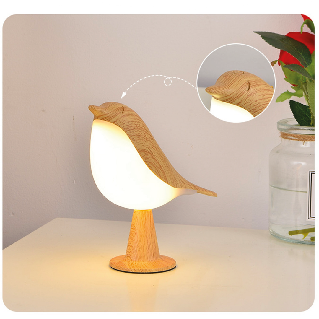 Rustic Wooden Bird Table Light