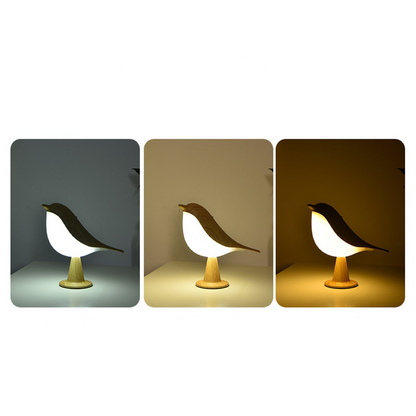 Rustic Wooden Bird Table Light